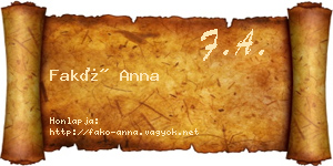 Fakó Anna névjegykártya